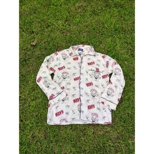 Vintage 90s Kiss Shirt Mens S/M White AOP All Over Print‎ 1998 Kiss